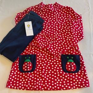 NWT Cotton 2 Piece Set - Polka Dot Tunic w/Lady Bug Pocket Sz 6